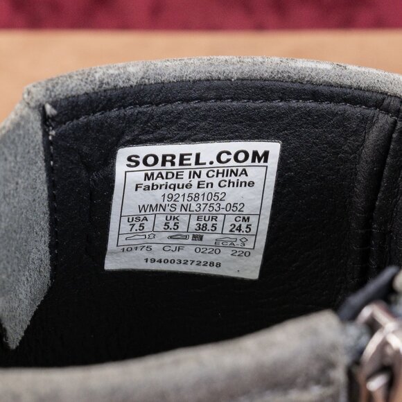 Sorel Wmn Joan Of Artic Wedge II Zip Grey Moto Biker Zip Lug Ankle Boots sz 7.5 - Picture 7 of 8